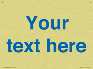 Custom blank information sign. Blue text, plain background